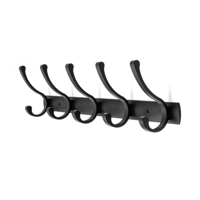 Coat Hook Rack Black Aluminium 5 Hook