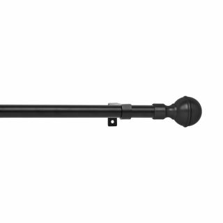 Curtain Rod Set, Steel, Expandable, Ball Finial, Black, 1.2m - 2.1m