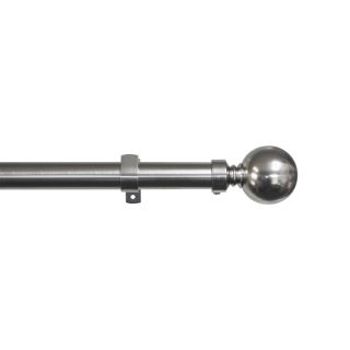 Curtain Rod Set, Single, Steel, Expandable, Solid Ball Finial, Silver, 2.2m - 4.0m