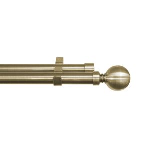 Curtain Rod Set, Double, Steel, Expandable, Solid Ball Finial, Bronze, 2.2m - 4.0m
