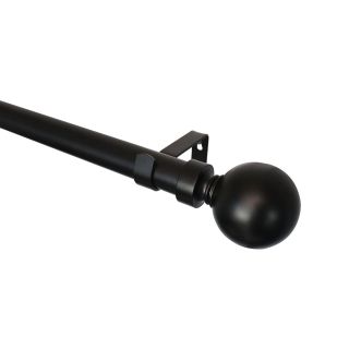 Curtain Rod Set, Steel, Expandable, Ball Finial, Black, 1.5m - 2.8m