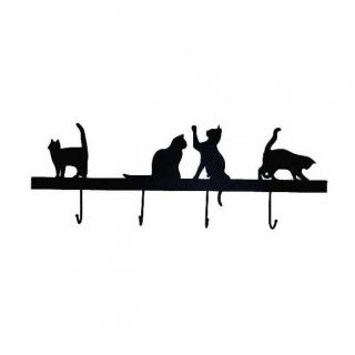 Decor Cat Hook Rack, 4 Hook, Black, Metal