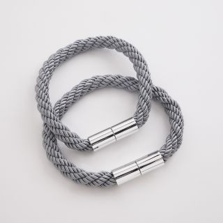 Curtain Tieback, Rope, Silver, 2 Pieces