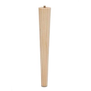 Cone Leg with M8 Bolt, H300mm x 65mm x 35mm, Raw Pine
