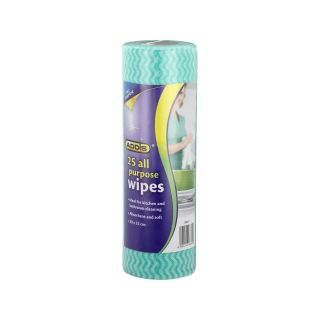 Addis All Purpose Wipes, Perforated Roll, 25 Sheets