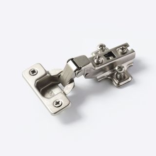 Hinge, Eco, Half Overlay 110°, 0mm, Euro Screws, 2 Hole Plate