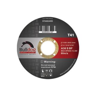 Bulldog Standard Steel Cutting Disc, 115mm x 1.0mm x 22.2mm