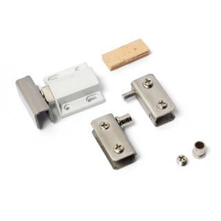 Glass Door Hinge, Chrome Plated, White Magnetic Catch