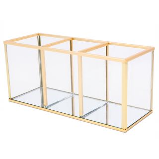 Cosmetic Organiser, Glass, Gold, 195mm x 90mm x 75mm