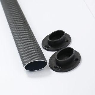 Oval Rail, Aluminium, Black, 1.5 Meter, Includes Holders