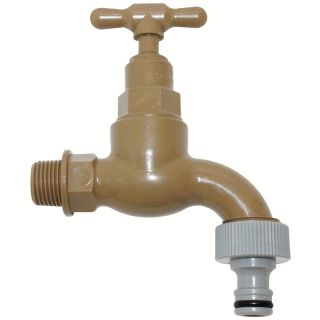Pro-Close Plastic Tap, 15mm x 3/4'', with Hose Tail
