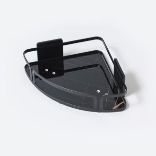 Corner Shelf, Stainless Steel, Black, 3M Stick-On