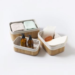 Storage Baskets, Bamboo, 3 Pieces