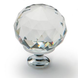 Knob, Crystal, Satin Chrome Base, 30mm