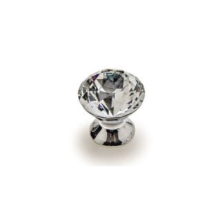 Cone Knob, Crystal, Chrome Plated Base, 30mm