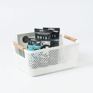 Mesh Storage Basket, Plastic, Small, White, 275mm x 183mm x 120mm