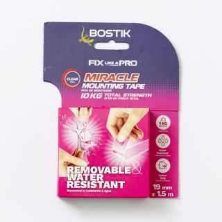Bostik Miracle Mounting Tape, Clear, 19mm x 1.5m